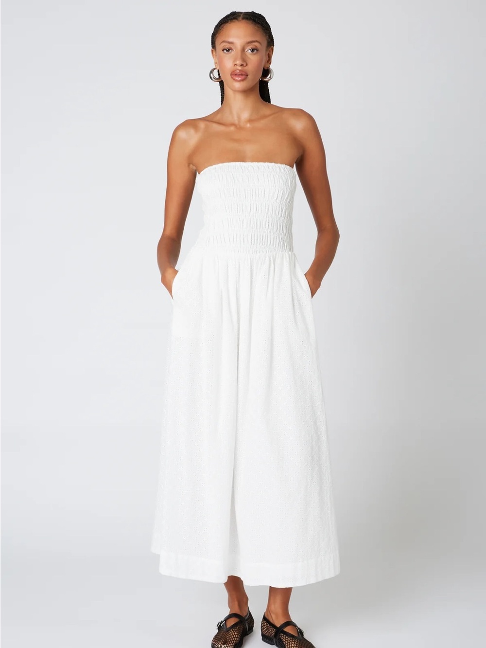 NIA River Dress Strapless Midi Size XS White